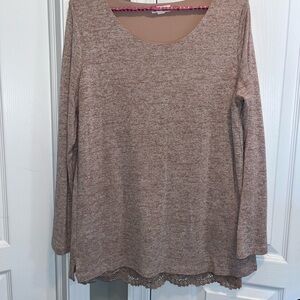 Tribal Women's Long Sleeve Scoop Neck Tunic in Mauve Heather